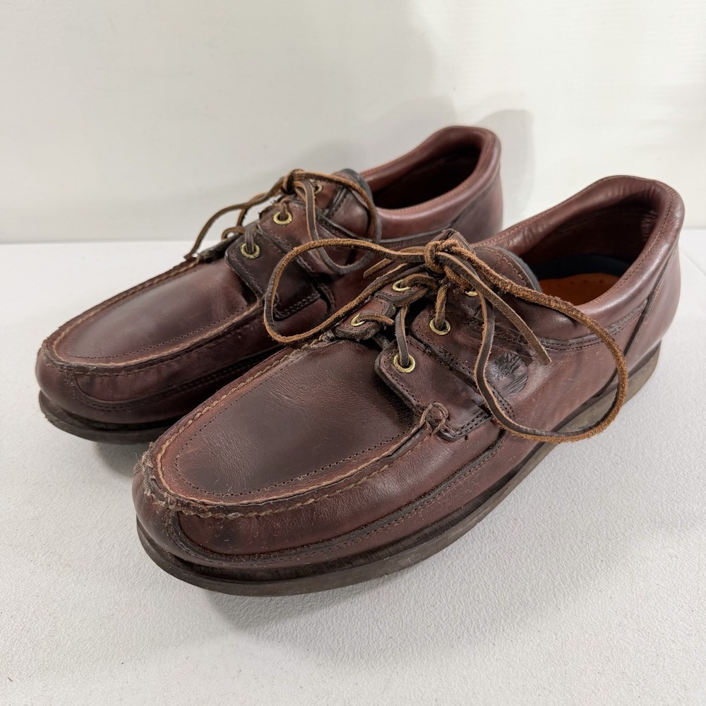 Timberland 3-Eye Lug Brown Leather Boat Shoe Mens Size‎ 13 M
